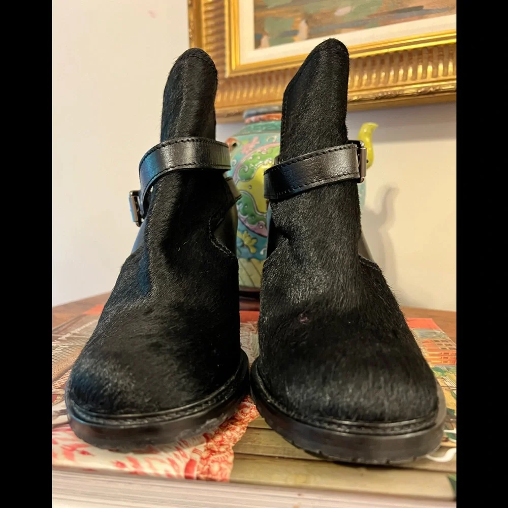 Allsaints Jules Jodhpur  Pony Hair and Leather Belted Booties - Picture 3 of 12